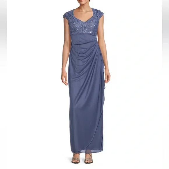 green emerald velvet dress Alex Evenings Petite Victoria Empire Waist Gown Navy / 12p main image 1